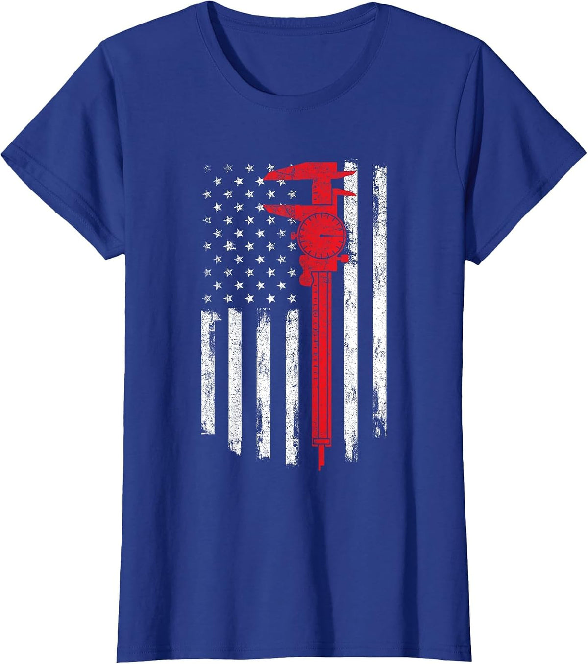 Mechanic Tools - American Flag Machinist Machine Operator T-Shirt - Royal Blue