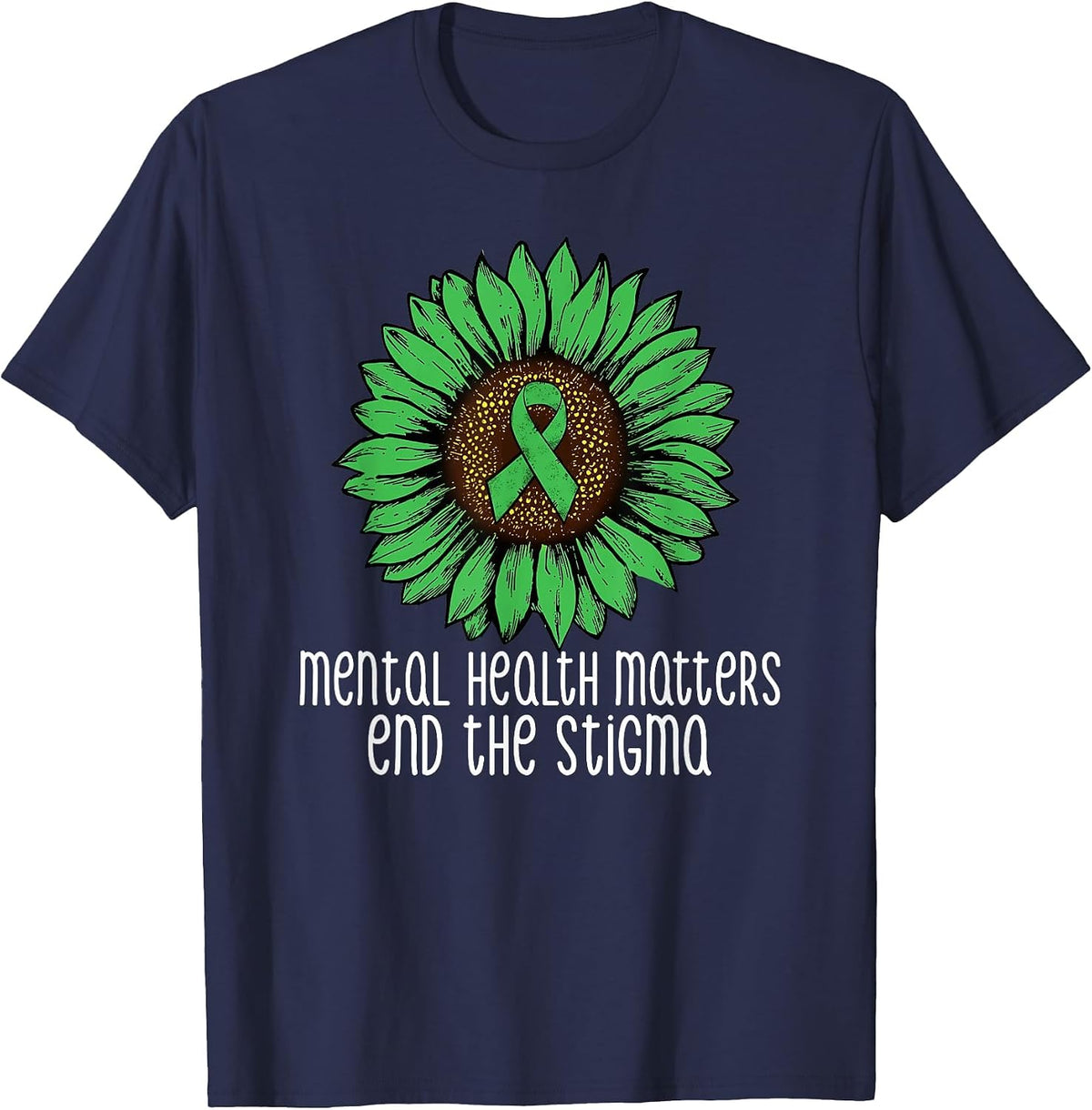 Mental Health Matters End The Stigma Awareness Motivational T-Shirt - Navy Blue
