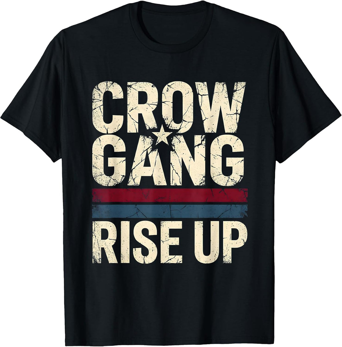 Men's Crow Gang Rise Up Bold Bird Crew Design T-Shirt - Black