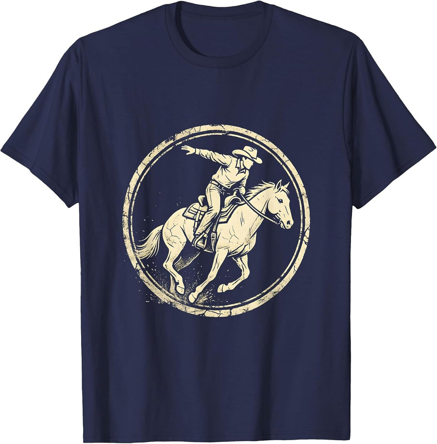 Women's Barrel Racer Leaning Into the Turn T-Shirt - Navy Blue
