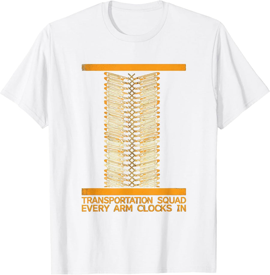 Men's Transportation Squad Every Arm Clocks In School Bus Driver T-Shirt - White