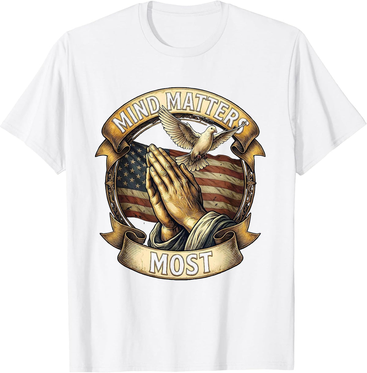 Men's Mind Matters Most Mental Health Awareness Design T-Shirt - White