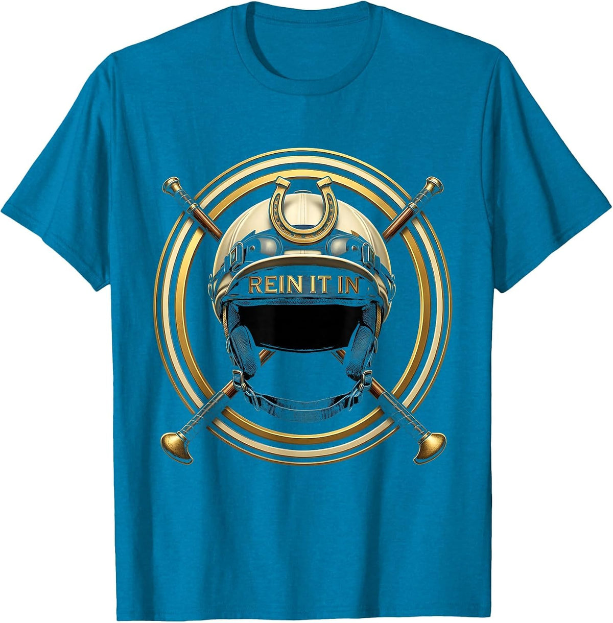 Rein It In Equestrian Horse Riding Design T-Shirt - Sapphire Blue