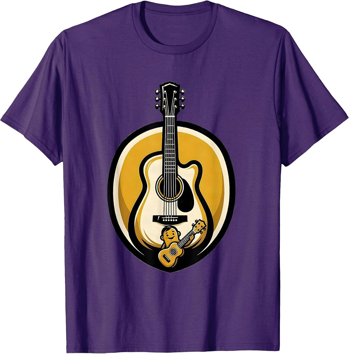 Men's Musician Dad Guitar Parent Child Humor Gift T-Shirt - Purple