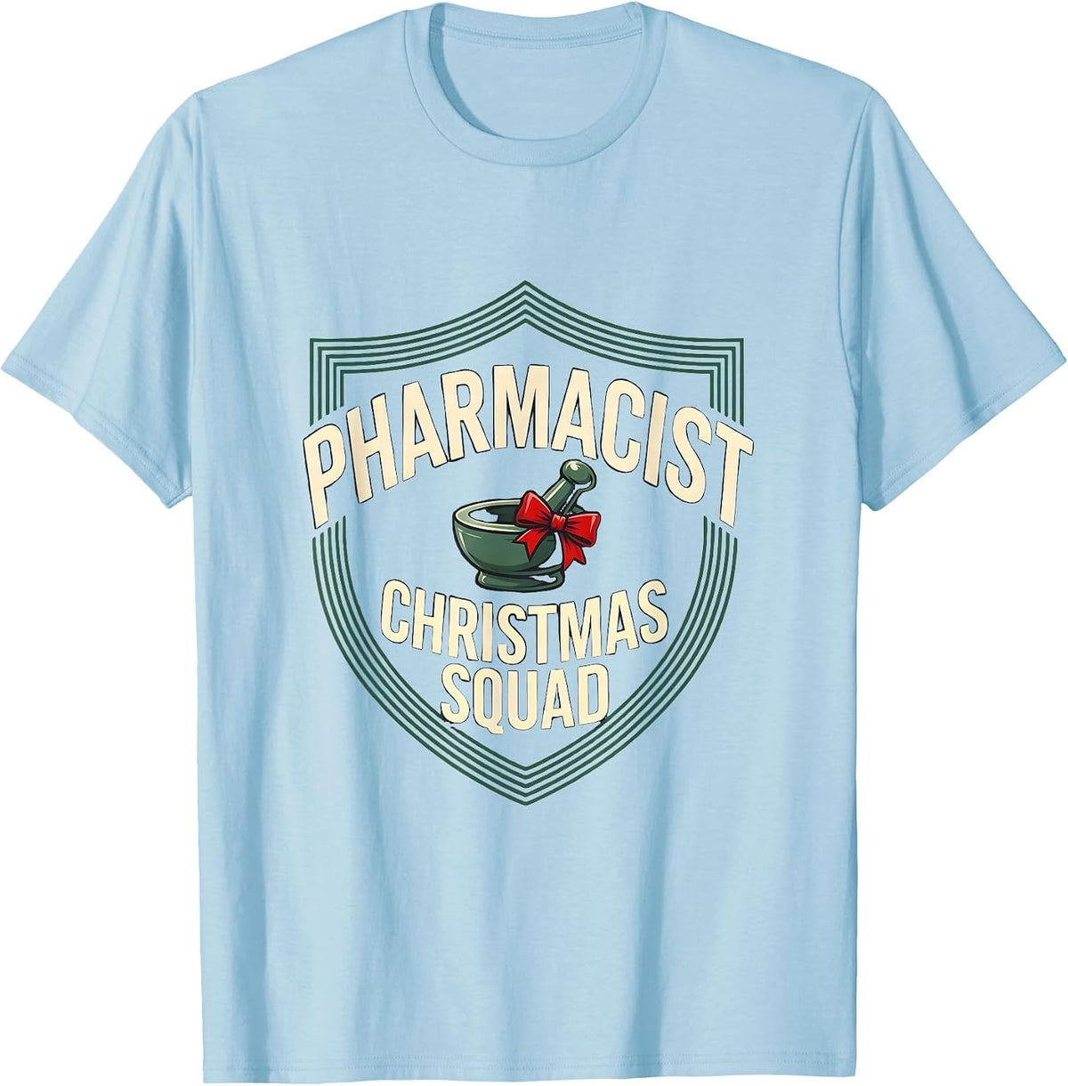 Men's Pharmacist Christmas Squad Funny Pharmacy Squad Holiday T-Shirt - Baby Blue