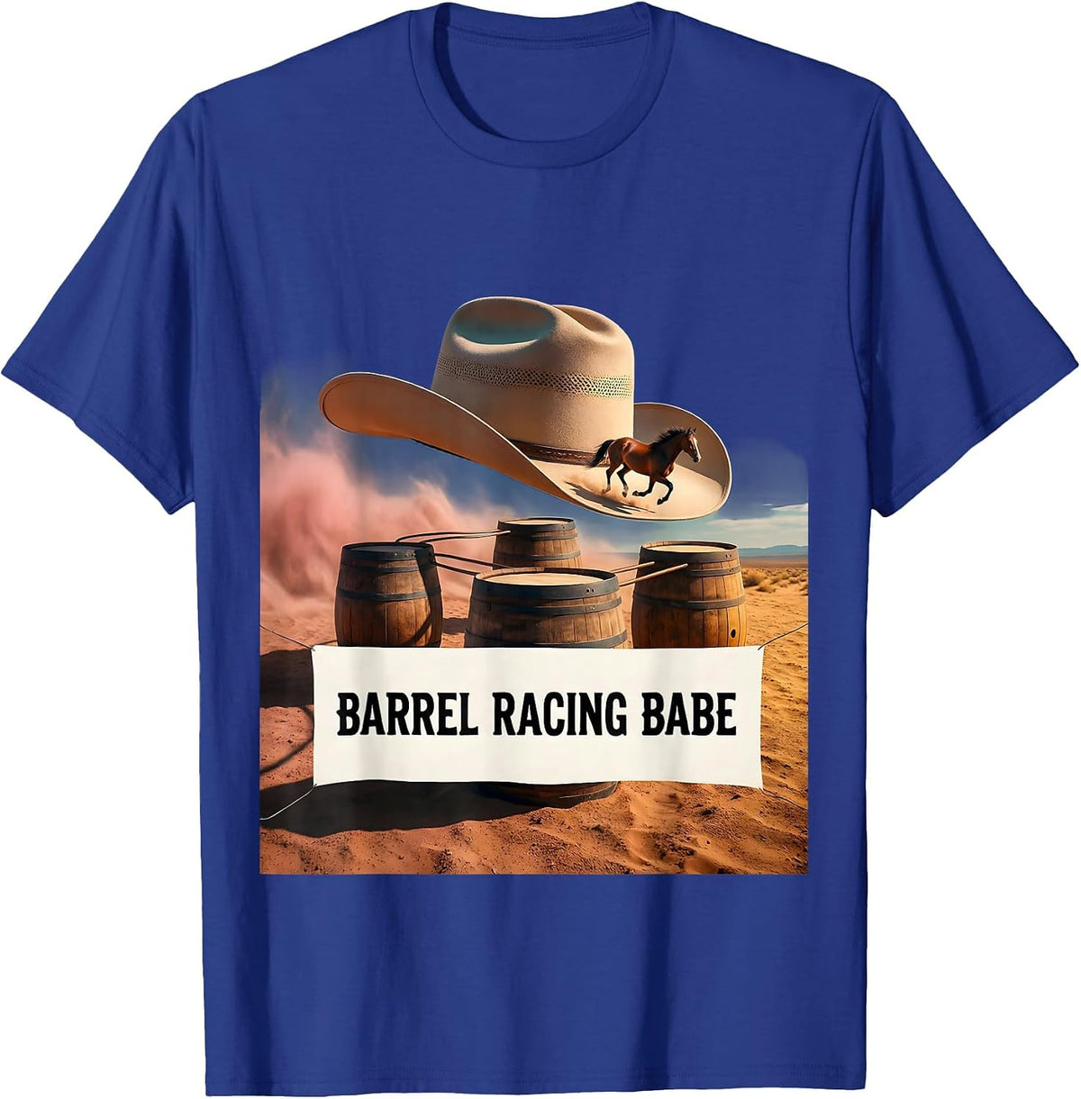 Barrel Racing Babe Cowgirl Rodeo Design T-Shirt - Royal Blue