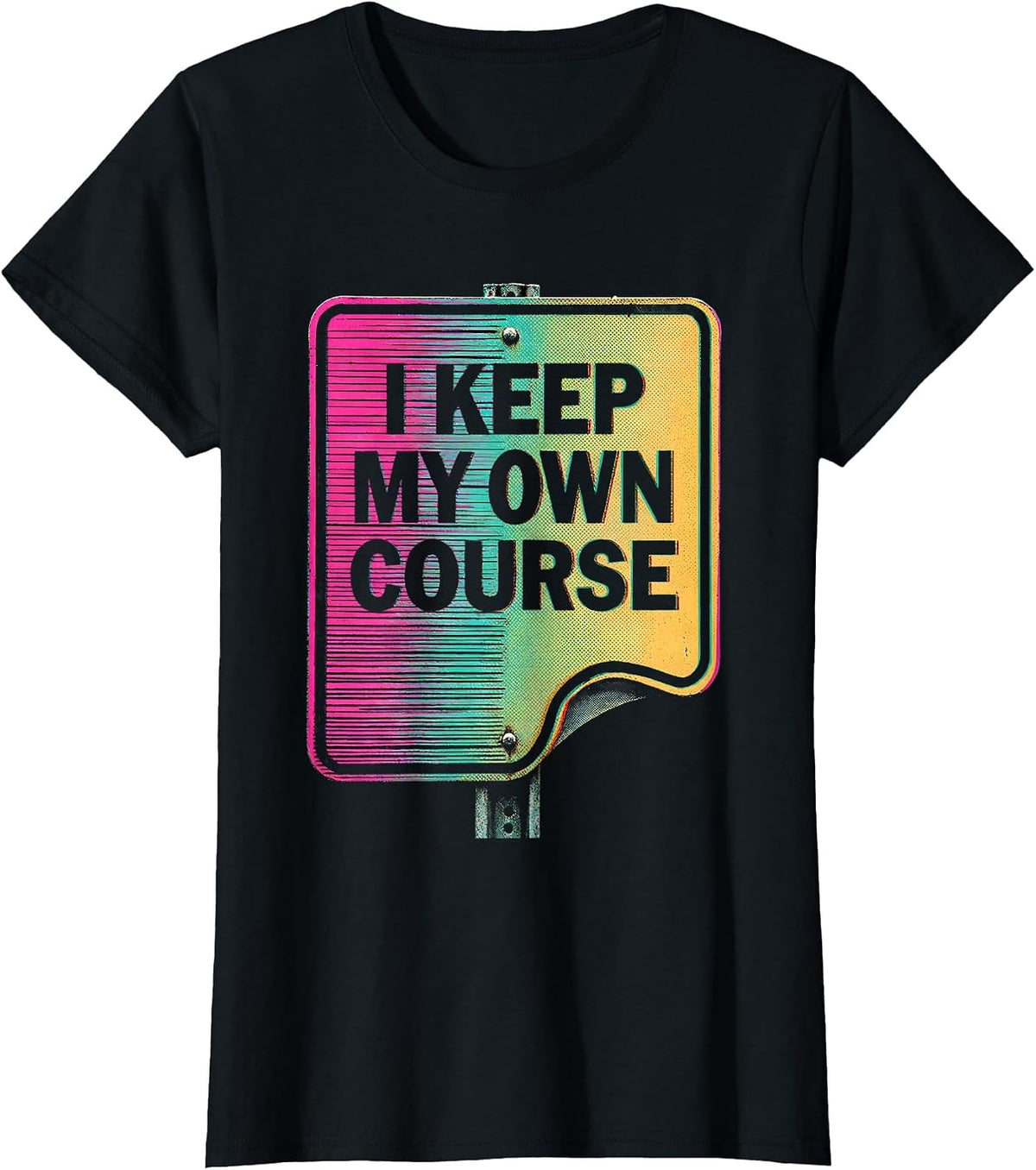 I Keep My Own Course Risograph Streetwear Hustle Graphic T-Shirt - Black
