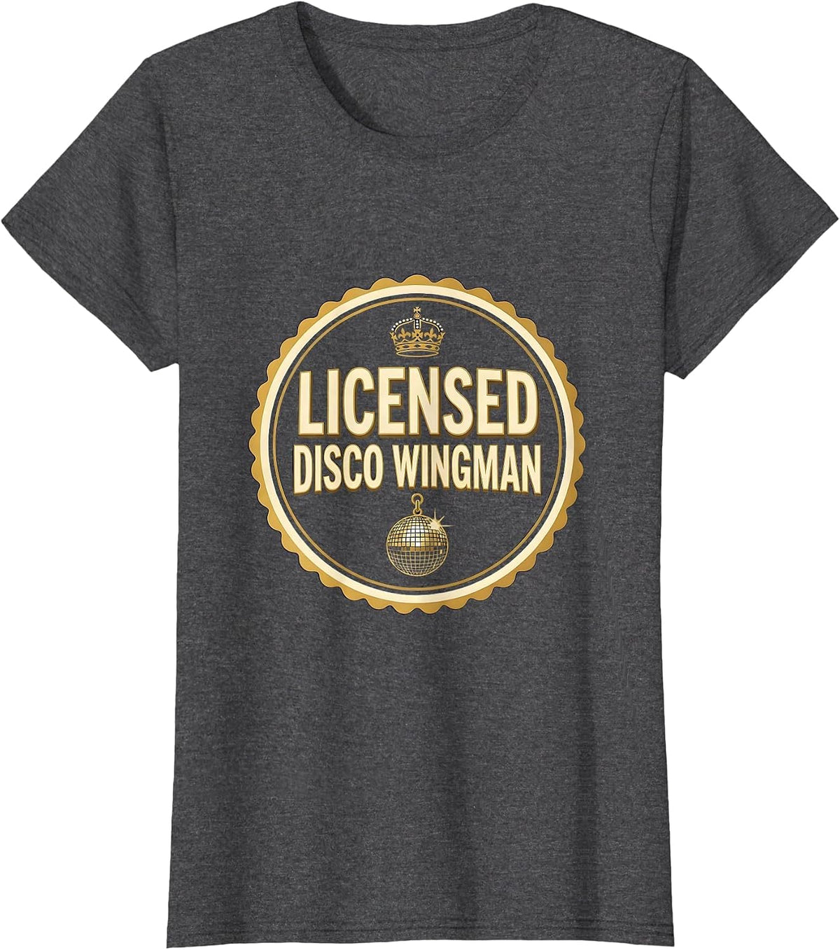 Women's Licensed Disco Wingman Retro 70s Disco Party Costume T-Shirt - Dark Heather Grey