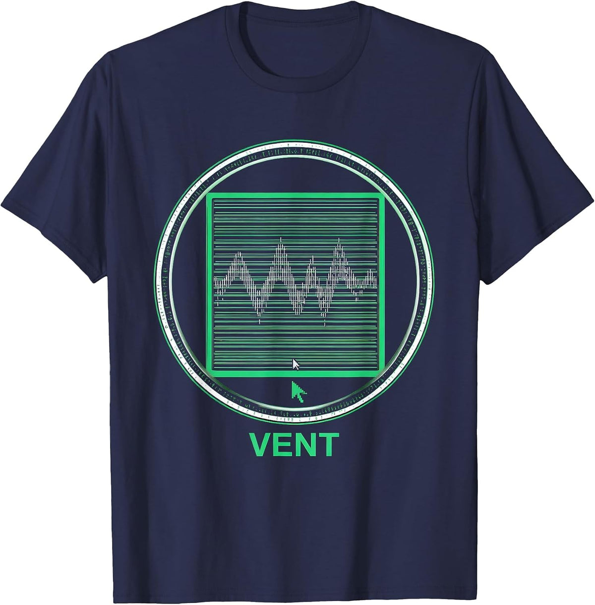 Men's VENT Funny Respiratory Therapist RT Medical Humor T-Shirt - Navy Blue