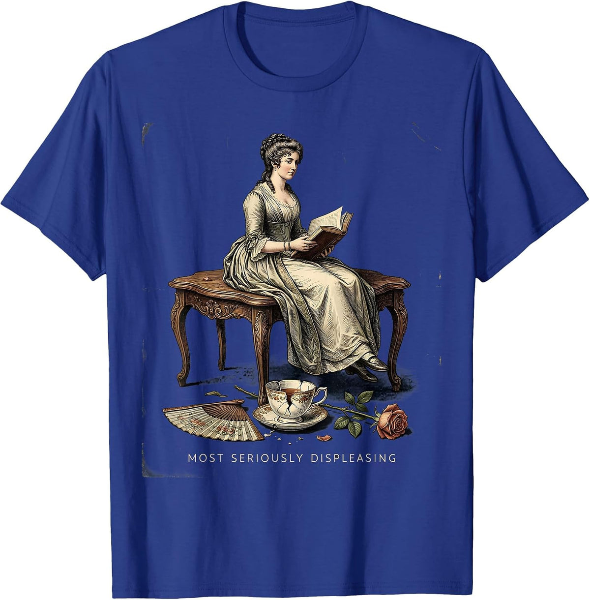 Men's Most Seriously Displeasing Vintage Jane Austen Literary Fan T-Shirt - Royal Blue