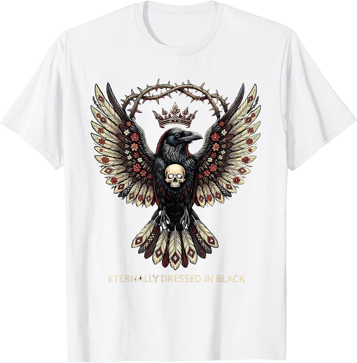 Men's Eternally Dressed In Black Gothic Design T-Shirt - White