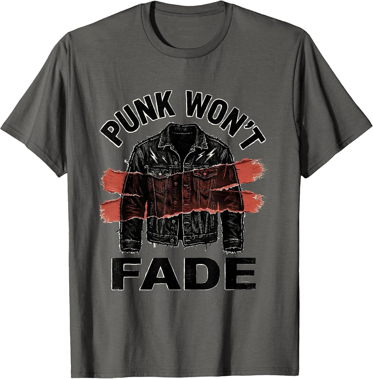 Men's Punk Won't Fade Bold Punk Rock Fan Retro Music T-Shirt - Asphalt Grey