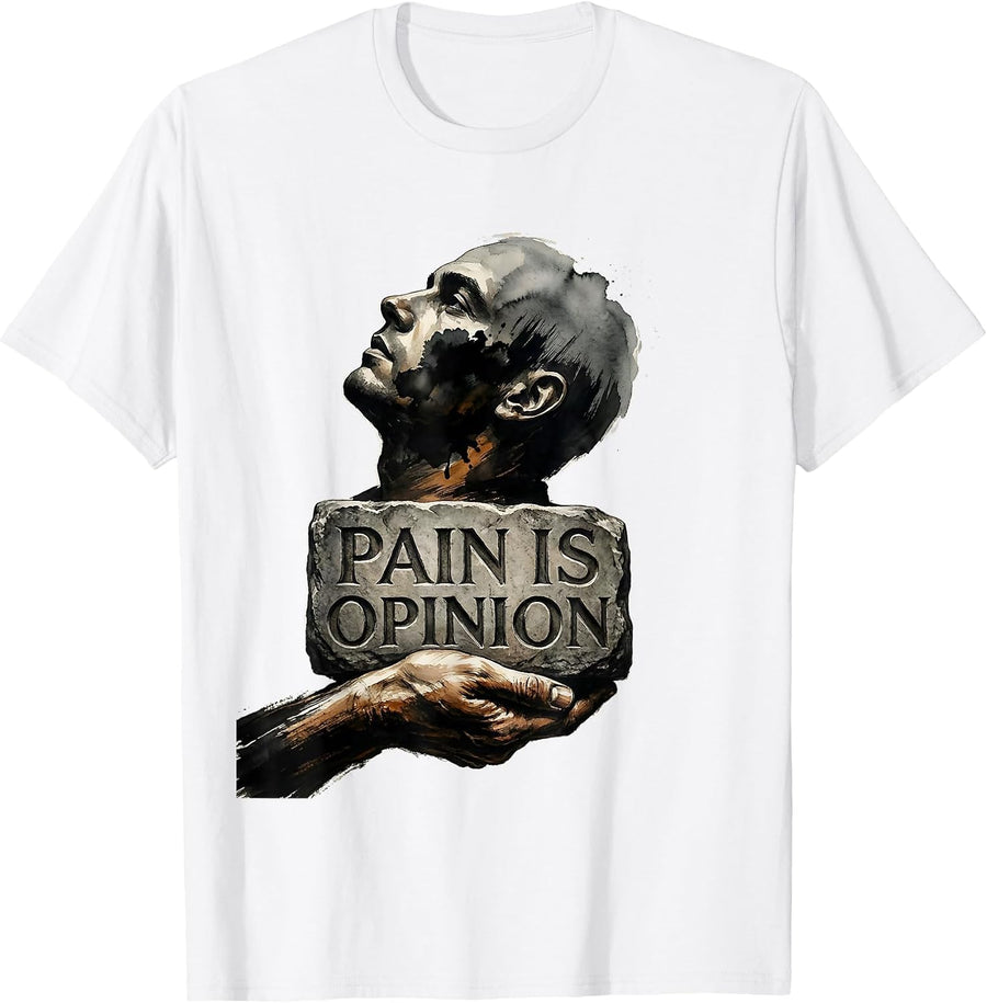 Men's Pain Is Opinion Stoic Philosophy Marcus Aurelius Quote T-Shirt - White