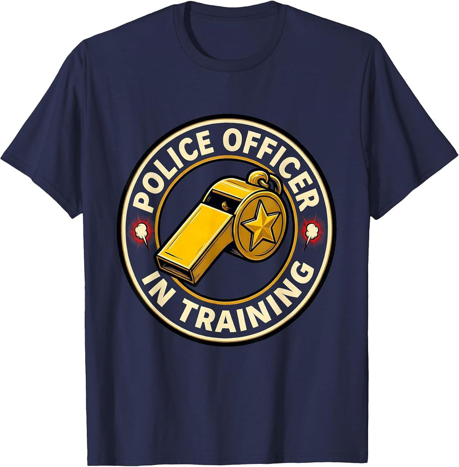 Police Officer In Training Funny Kids Police Costume T-Shirt - Navy Blue