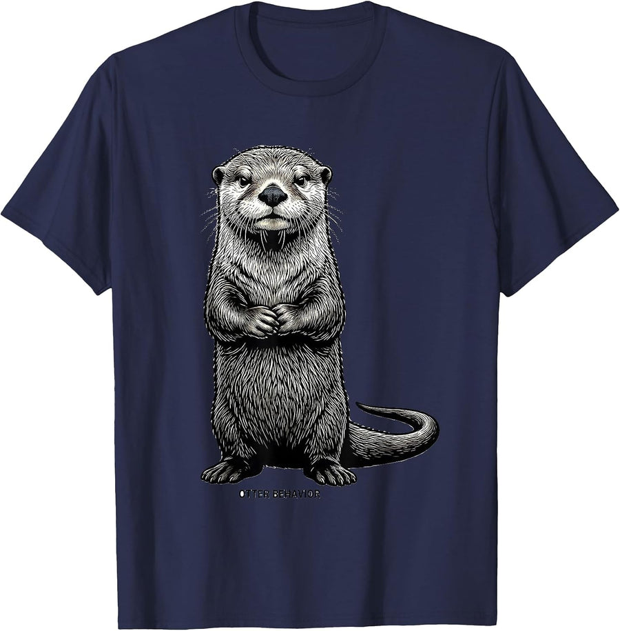 Otter Behavior Funny Otter Lover Gift for Kids Teens T-Shirt - Navy Blue