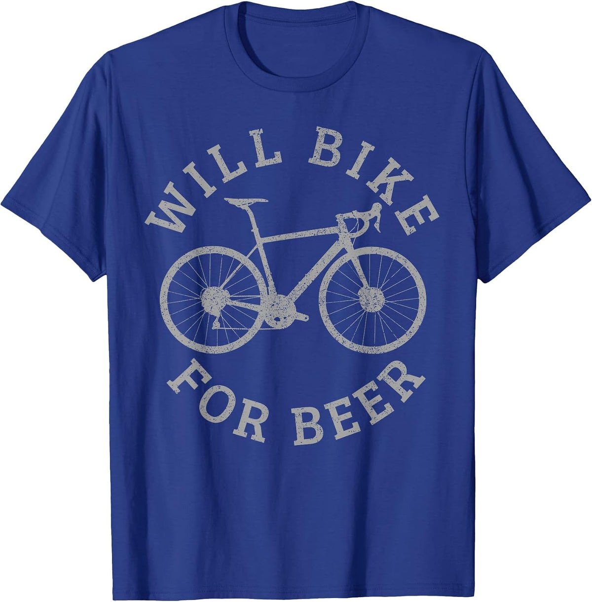 Funny Will Bike for Beer T-Shirt - Royal Blue