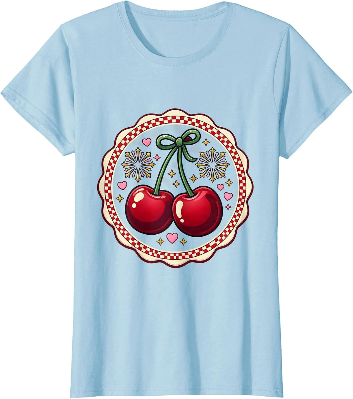 Women's Birthday Champagne Bottle Popping Fireworks Burst T-Shirt - Baby Blue