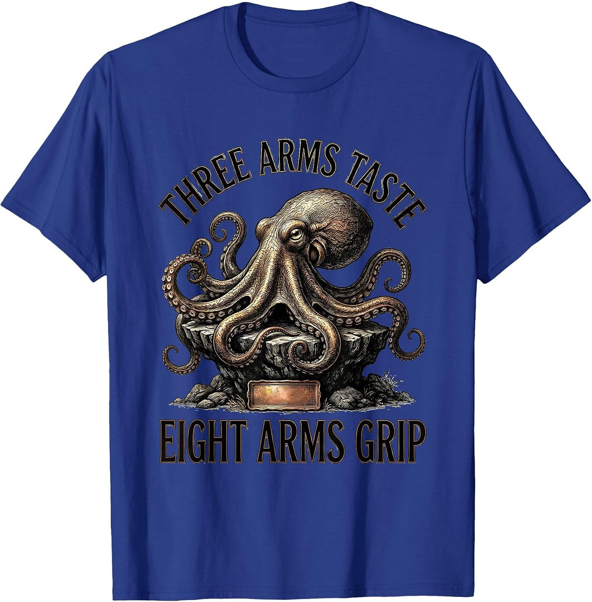 Men's Three Arms Taste Eight Arms Grip Vintage Octopus T-Shirt - Royal Blue