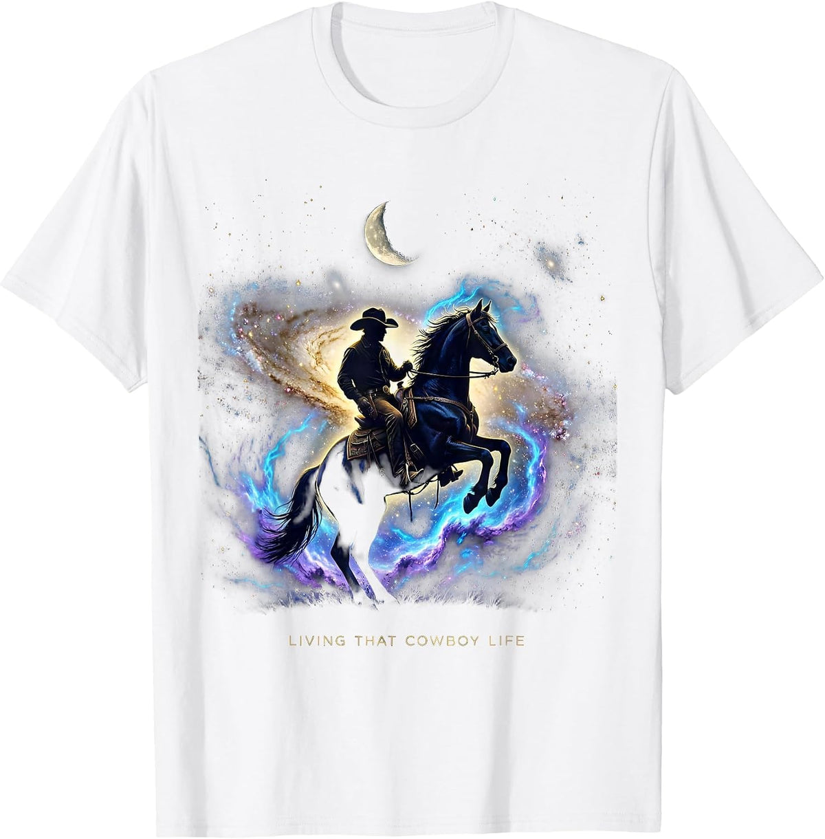 Men's Living That Cowboy Life Western Design T-Shirt - White