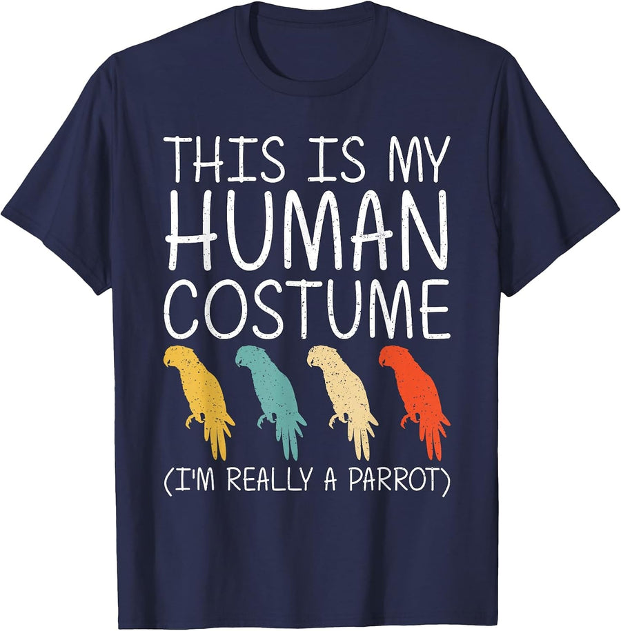 Cool Parrot Design for Men Women Macaw Bird Parrot Lover T-Shirt - Navy Blue