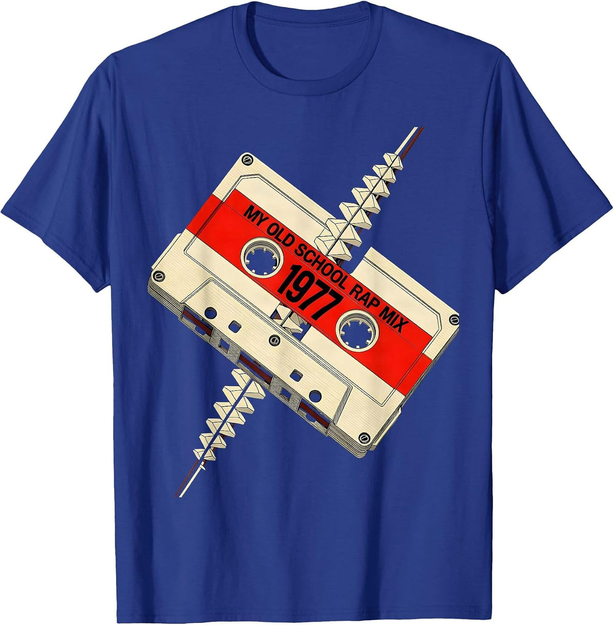Men's My Old School Rap Mix 1977 Retro Cassette Tape Hip Hop T-Shirt - Royal Blue