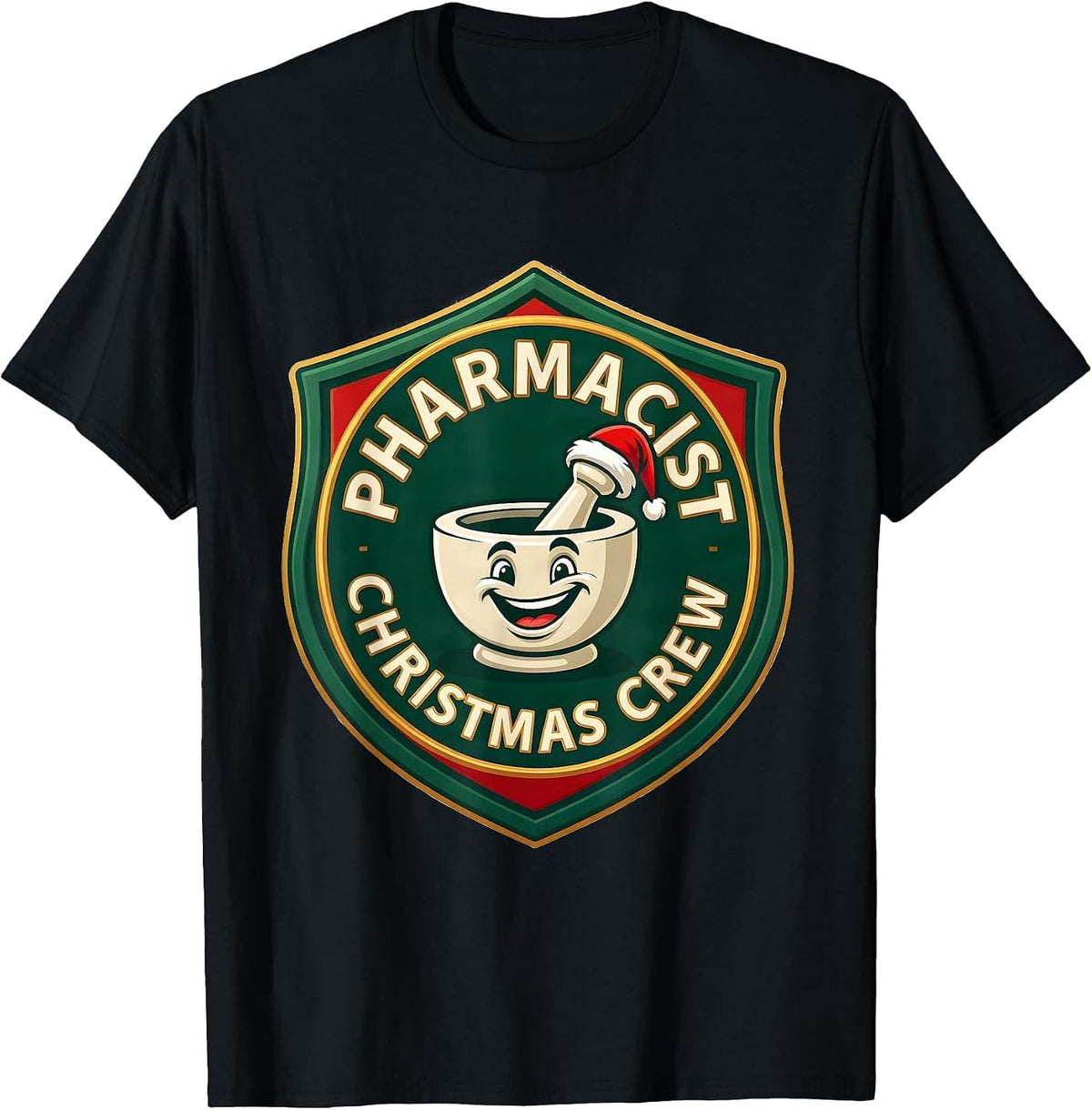 Men's Pharmacist Christmas Crew Funny Pharmacy Squad Holiday T-Shirt - Black