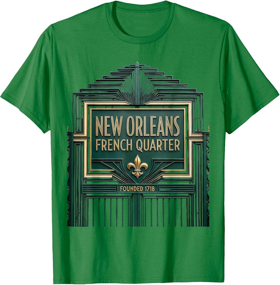 Men's New Orleans French Quarter Founded 1718 Vintage T-Shirt - Kelly Green
