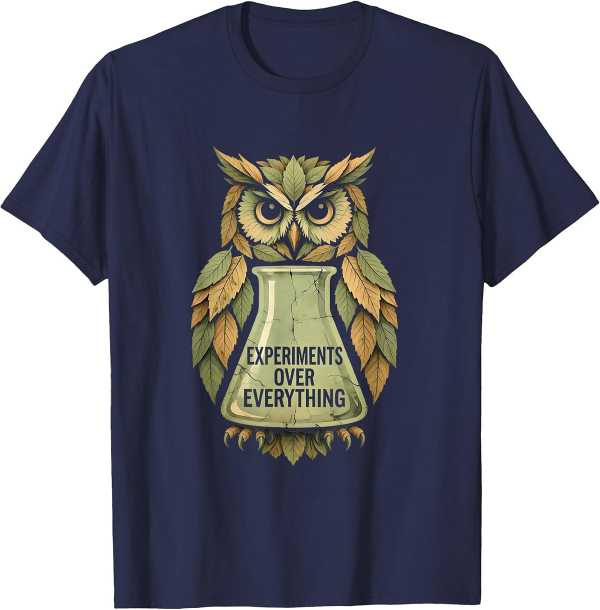 Experiments Over Everything Science Teacher Design T-Shirt - Navy Blue
