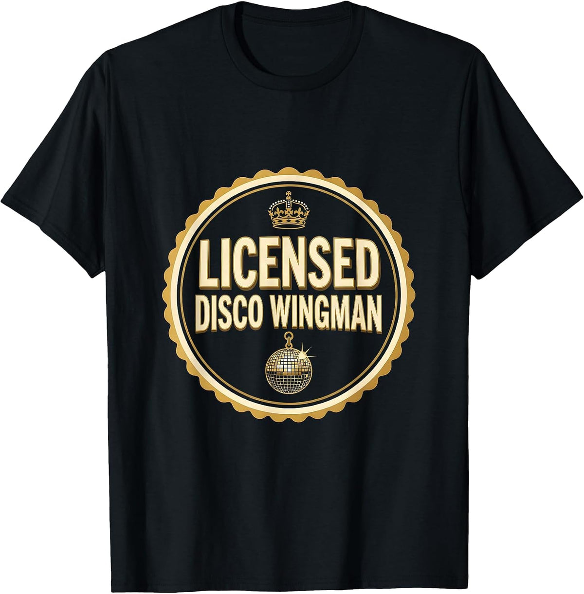 Men's Licensed Disco Wingman Retro 70s Disco Party Costume T-Shirt - Black