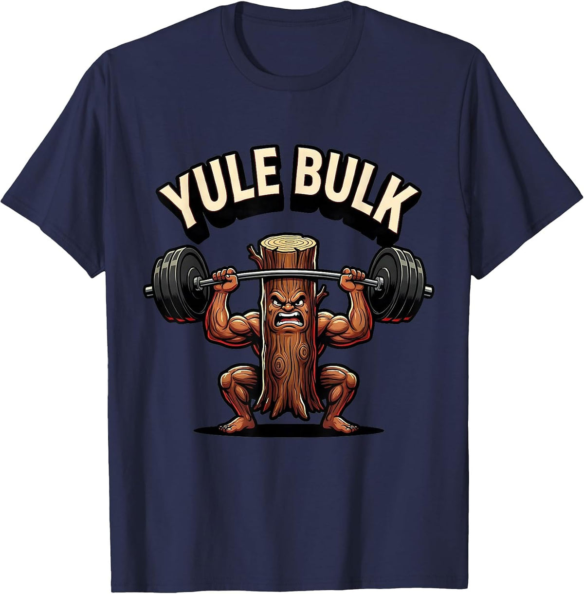 Yule Bulk Funny Christmas Gym Weightlifting Bodybuilding T-Shirt - Navy Blue