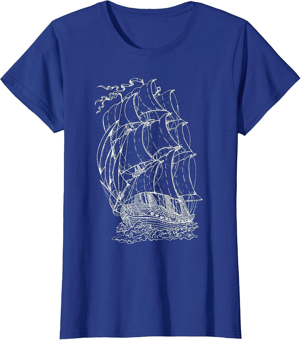 Pirate Ship Vintage Retro Nautical Sailing Boat Captain T-Shirt - Royal Blue