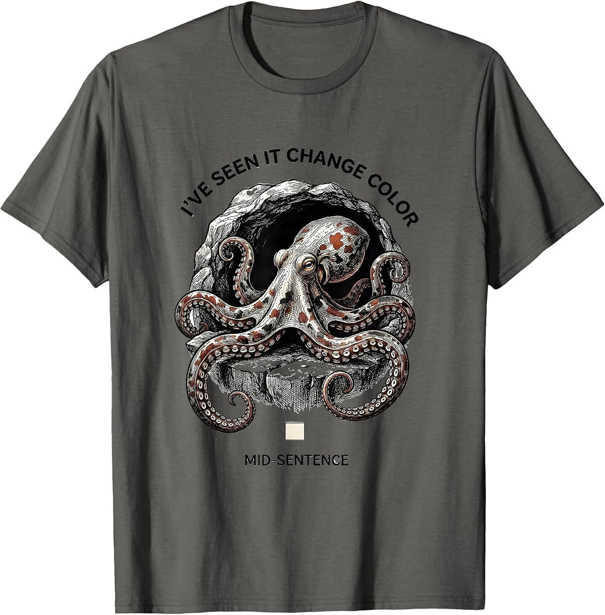 I've Seen It Change Color Mid-Sentence Naturalist Octopus T-Shirt - Asphalt Grey