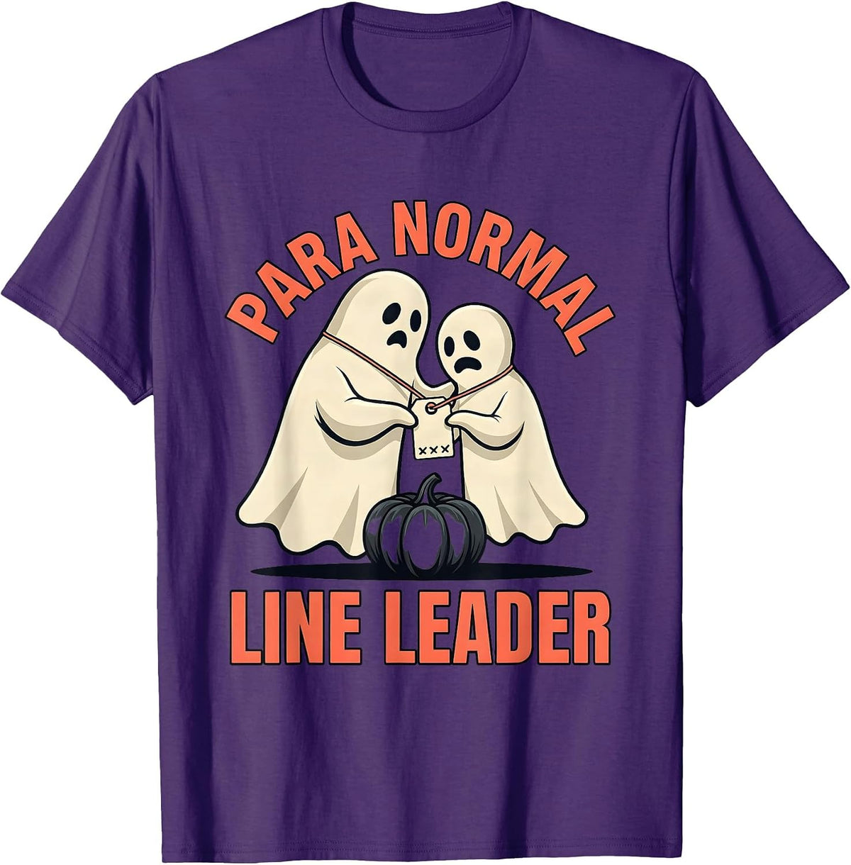 Para Normal Line Leader Flat Vector Ghost Halloween Teacher T-Shirt - Purple