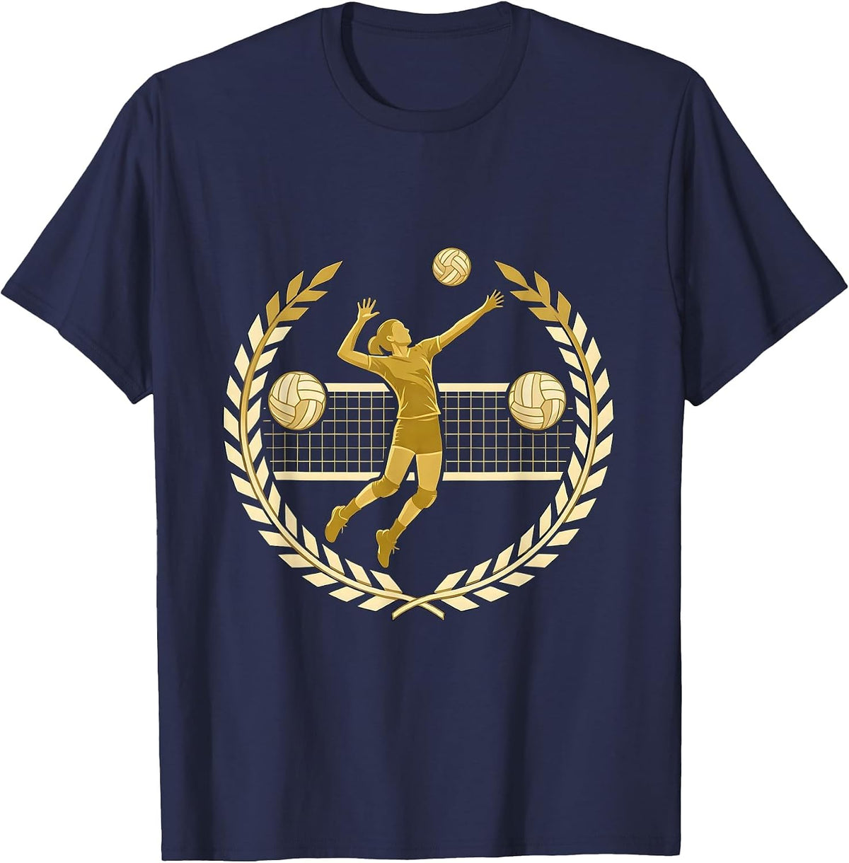 Men's Volleyball Player Jump Silhouette Graphic T-Shirt - Navy Blue