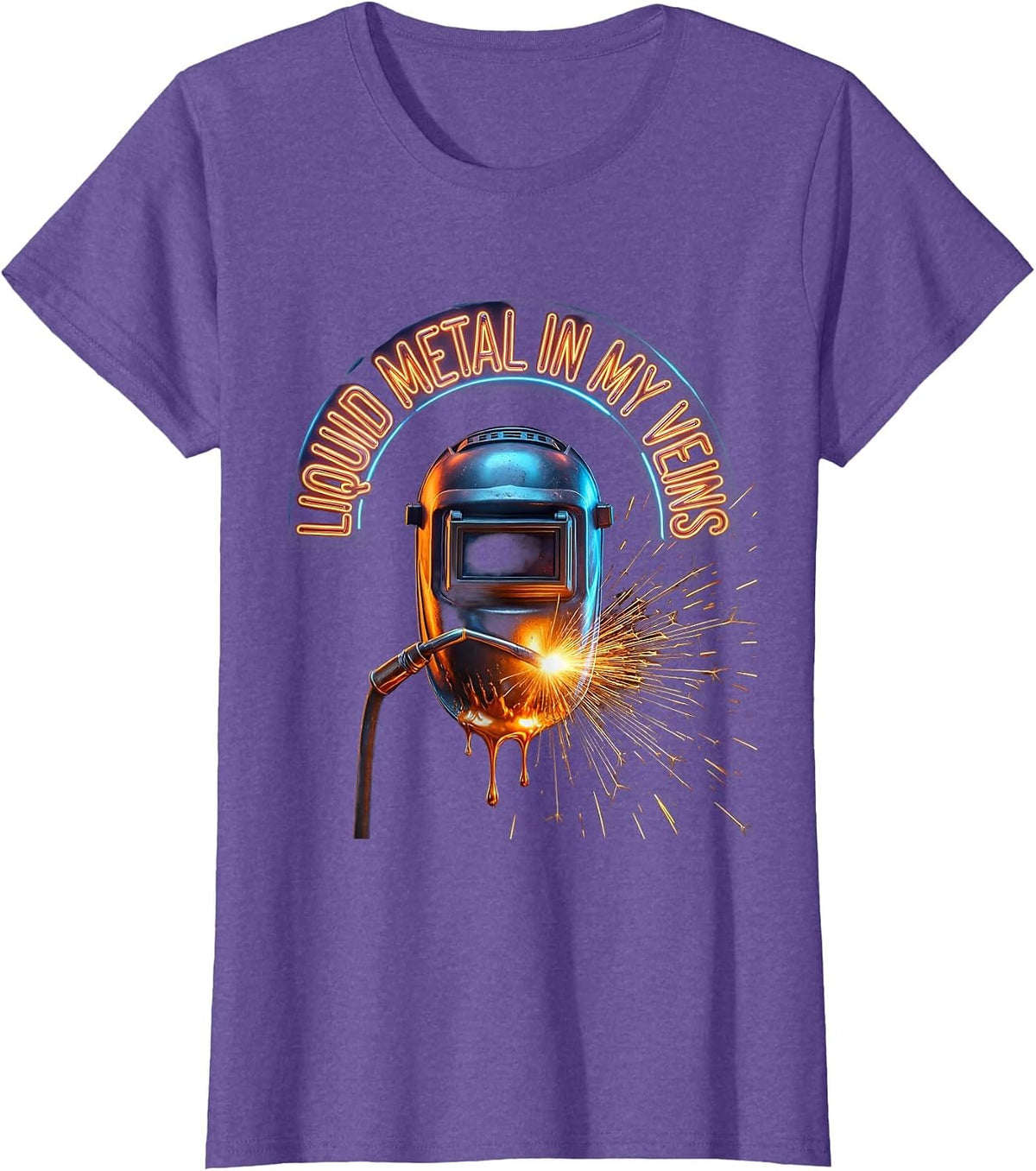 Liquid Metal In My Veins Welder Design T-Shirt - Purple Heather