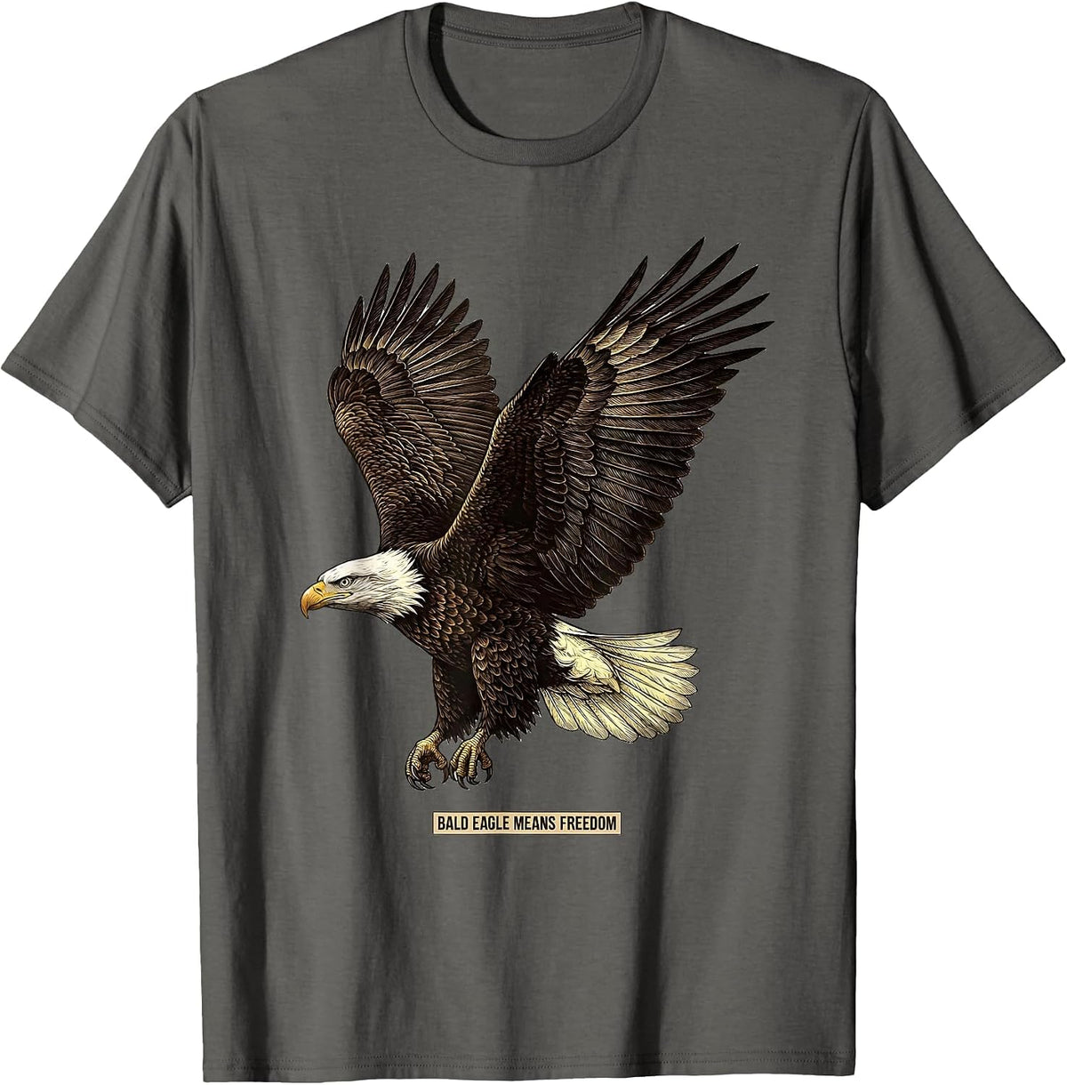 Men's Bald Eagle Means Freedom Patriotic Eagle Wildlife Bird T-Shirt - Asphalt Grey