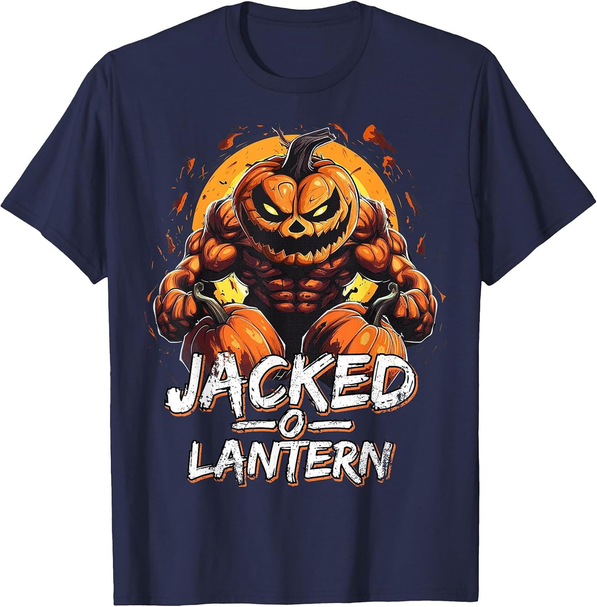 Funny Halloween Jacked O Lantern Costume Party Gym Men T-Shirt - Navy Blue