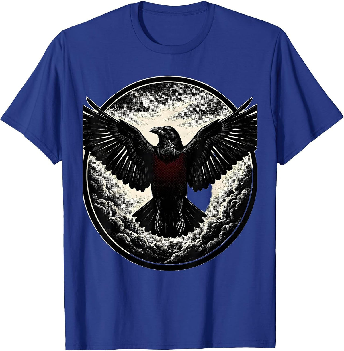 Men's Crow Worm's Eye View Storm Clouds Art T-Shirt - Royal Blue