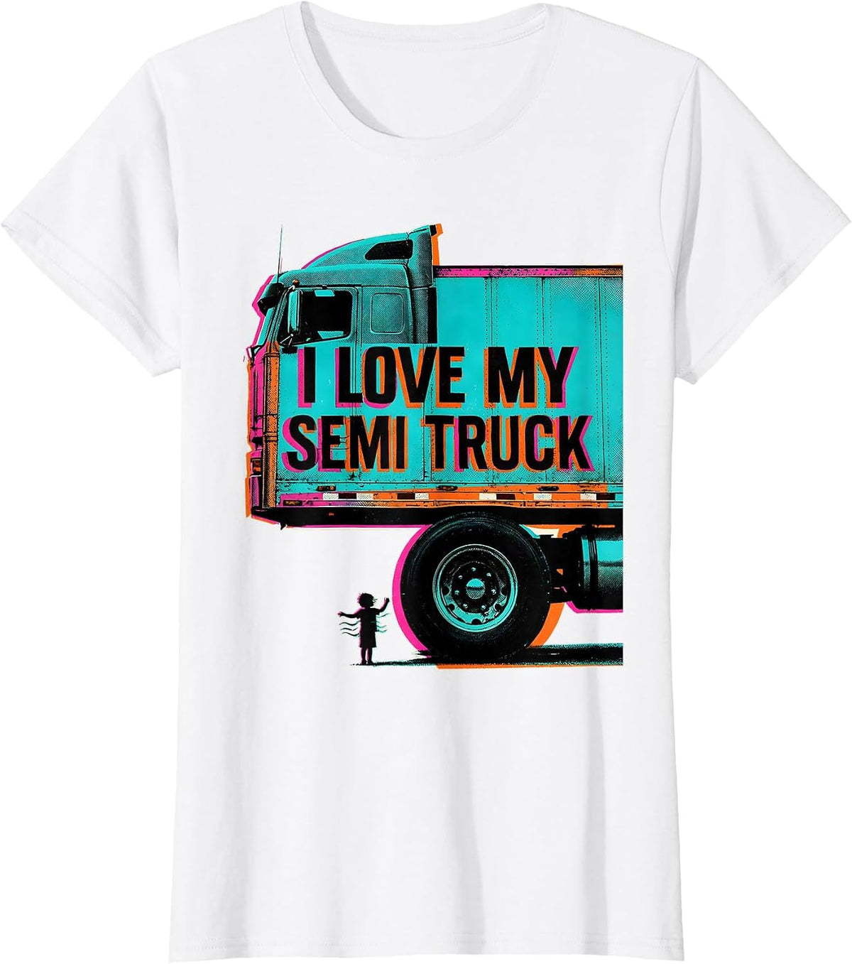 Women's I Love My Semi Truck Funny Toddler Truck Lover Gift T-Shirt - White