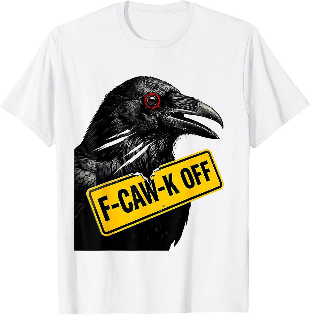 Men's F-Caw-K Off Pop Art Crow Dark Humor Gothic Halloween T-Shirt - White