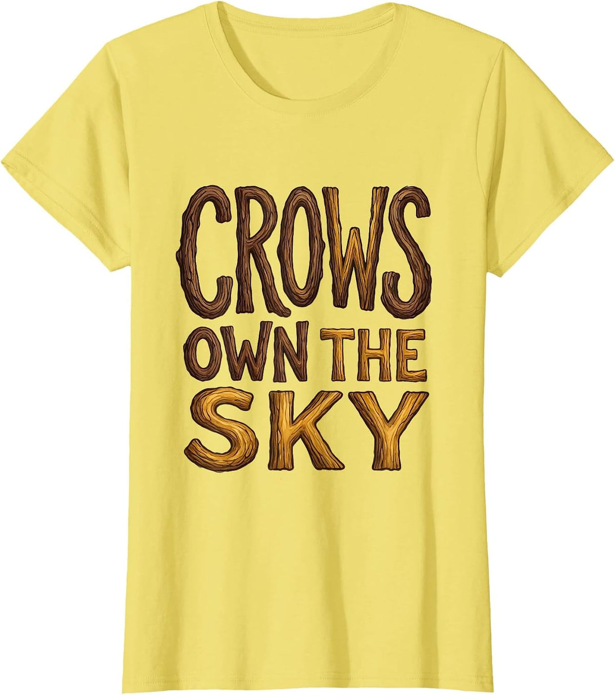 Crows Own The Sky Dark Bird Graphic Design T-Shirt - Lemon Yellow