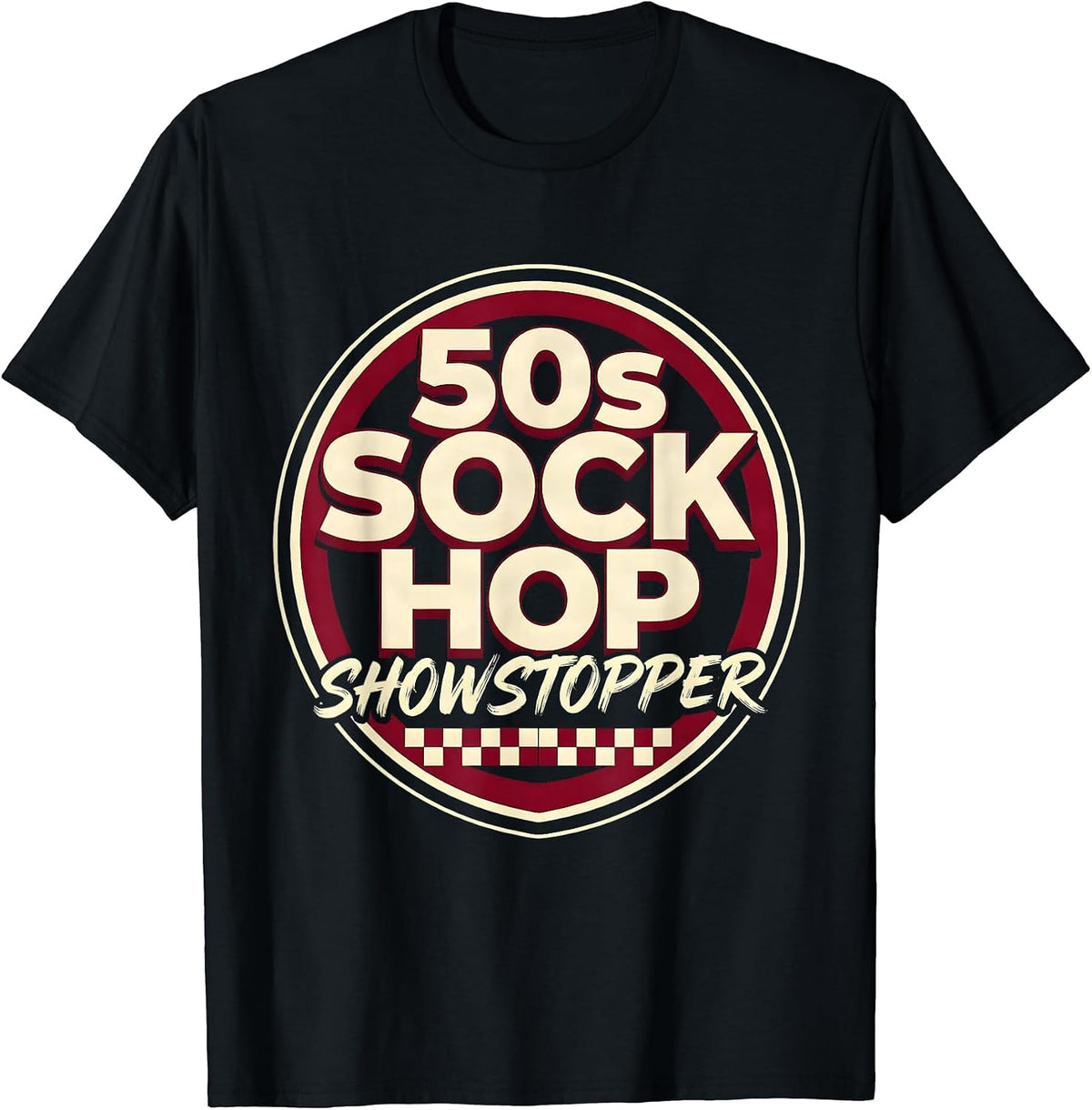 Men's 50s Sock Hop Showstopper Retro Vintage Rockabilly Greaser T-Shirt - Black