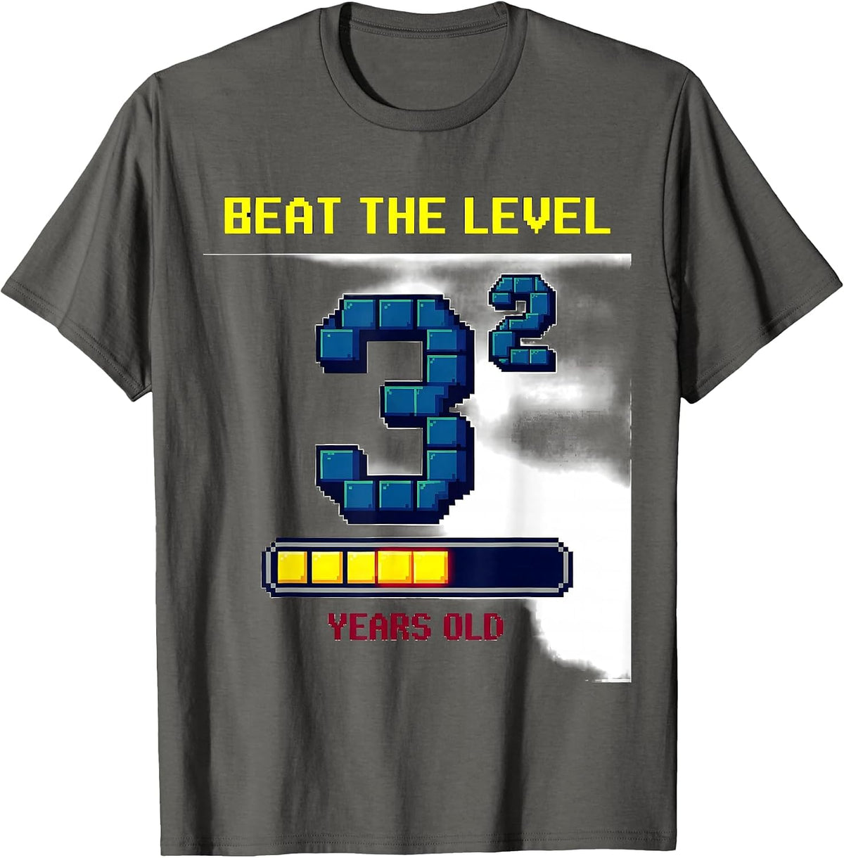 Men's Beat The Level: 3² Years Old Math Joke Birthday Gift T-Shirt - Asphalt Grey
