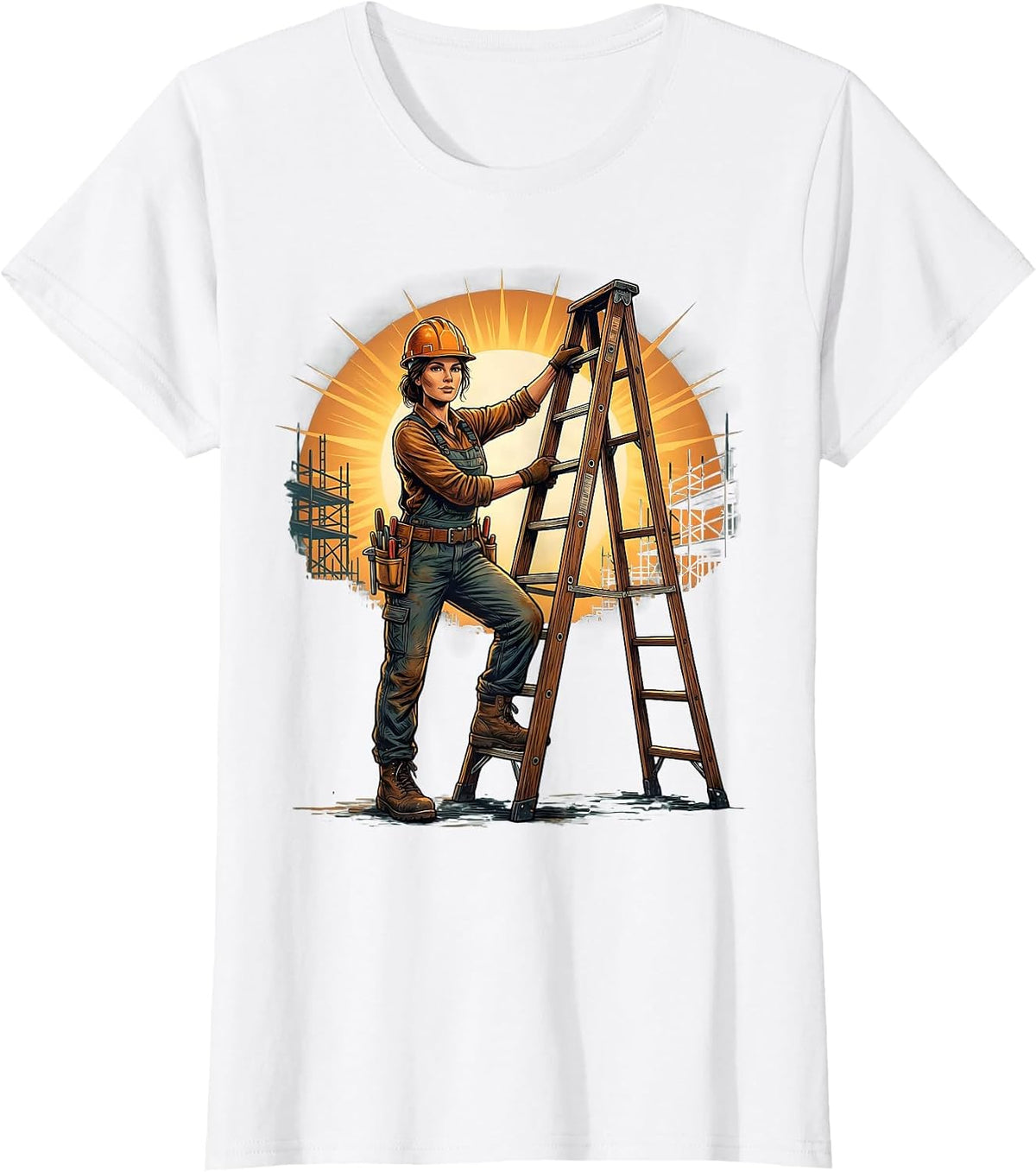 Labor Day Construction Worker Graphic Tee T-Shirt - White