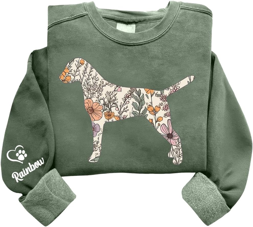 Personalized Floral Dogs Sweatshirt for Women, Custom Pet Name on Sleeve, Dog Lover Crewneck, Dog Mom Gift - Dalmatian
