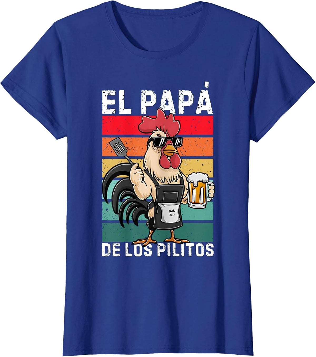 Retro El Papa de lo pollitos Funny Spanish Dia del Padre Tee T-Shirt - Royal Blue