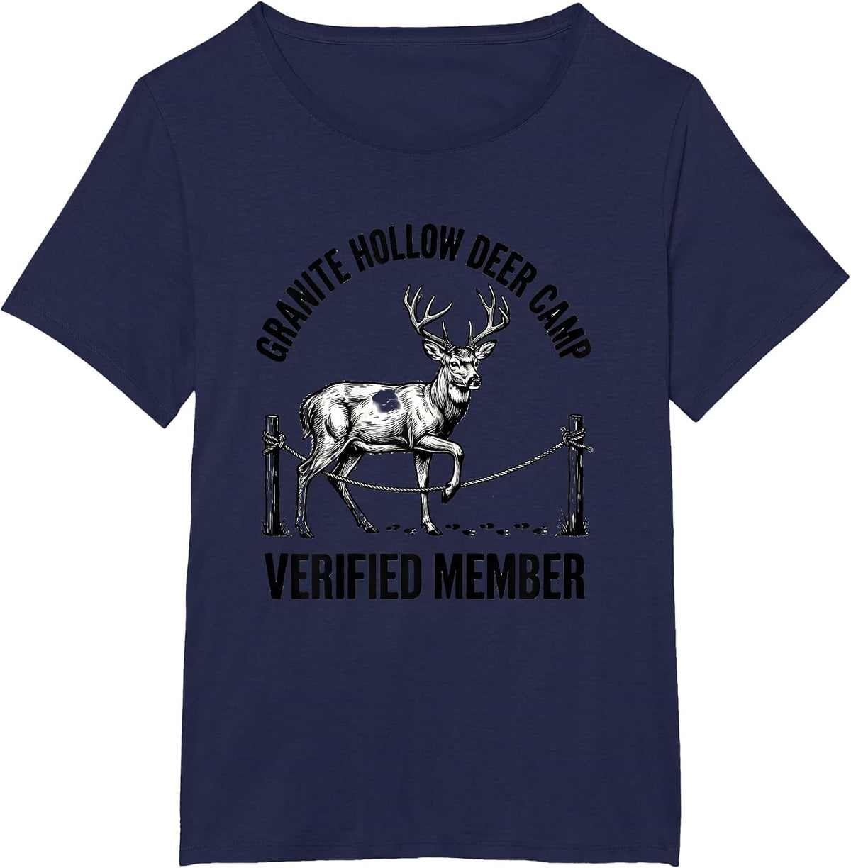 Women's Granite Hollow Deer Camp Verified Member Hunter Dad T-Shirt - Navy Blue