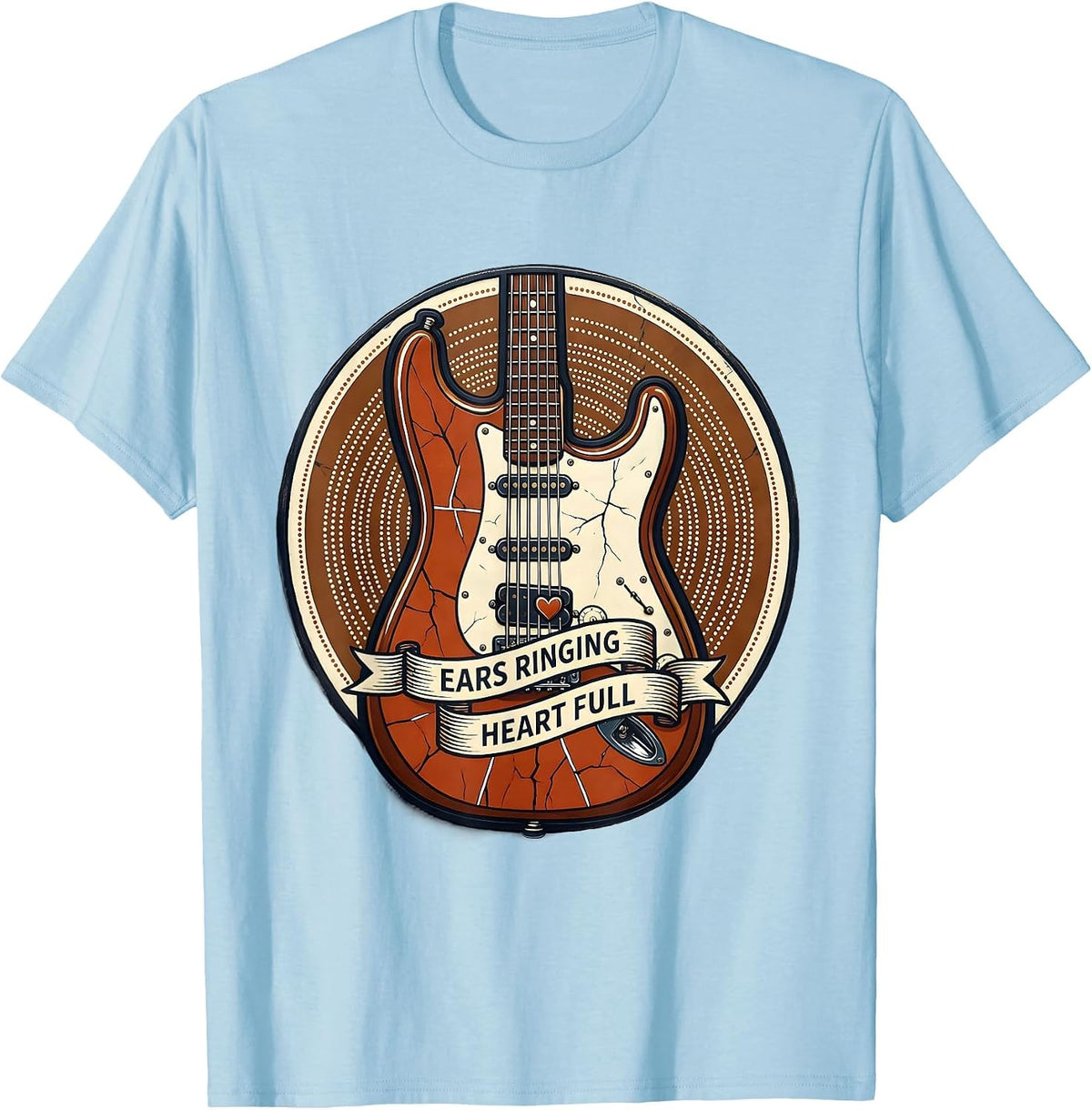 Men's Ears Ringing Heart Full Concert Music Design T-Shirt - Baby Blue