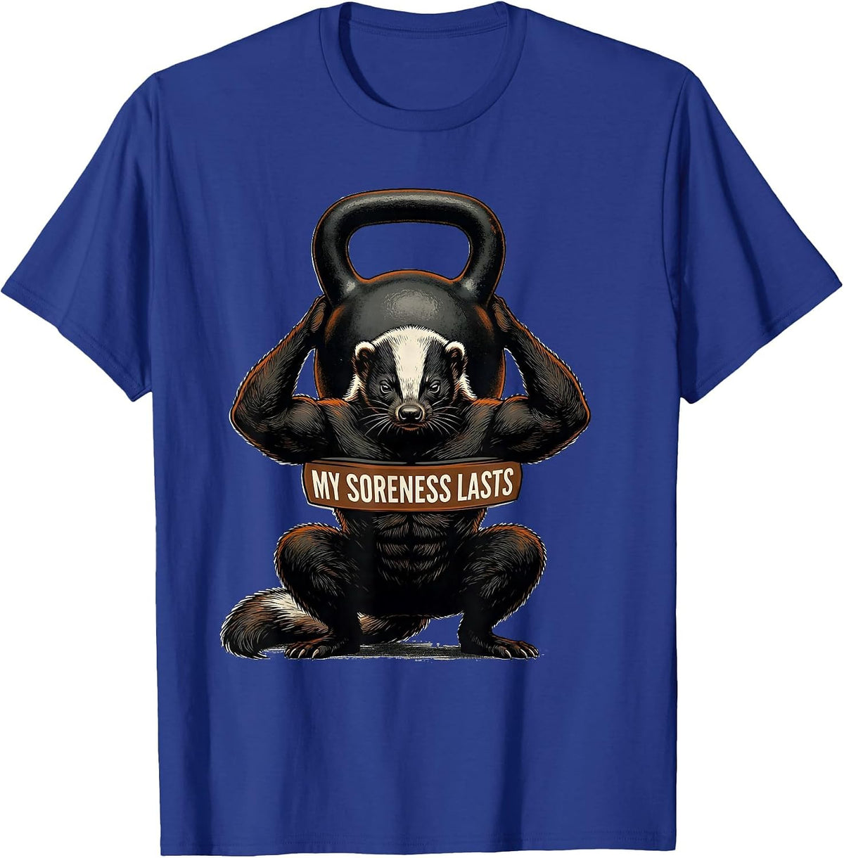 My Soreness Lasts Funny Gym Workout Weightlifting Humor T-Shirt - Royal Blue