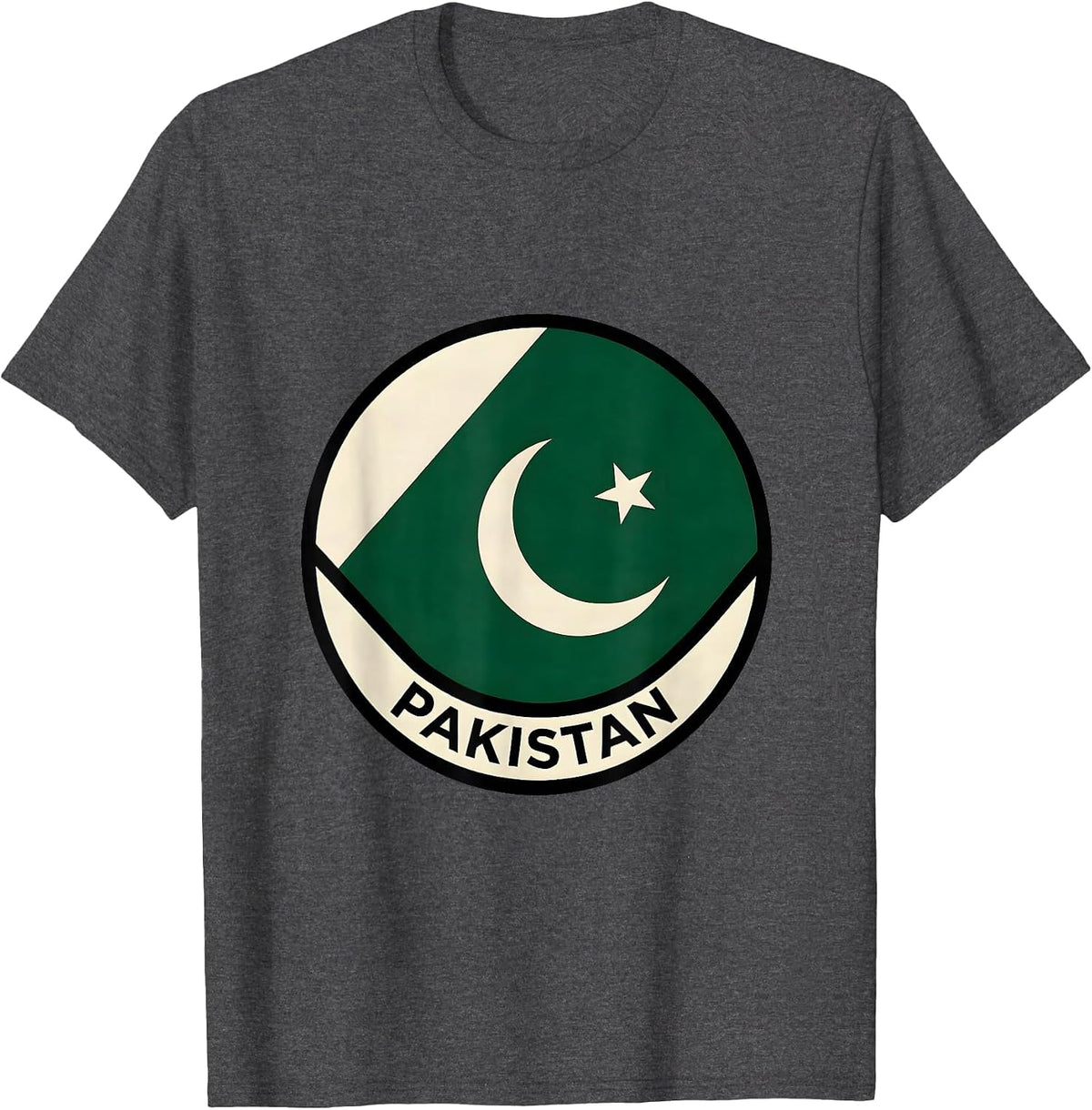 Men's Pakistan Bauhaus Modernist National Pride Cricket Fan T-Shirt - Dark Heather Grey